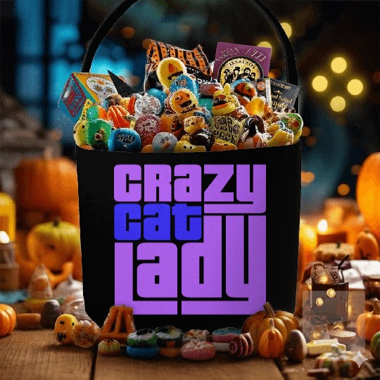 Crazy Cat Lady Text Love Saying Quote Weird Woman Fabric Baskets