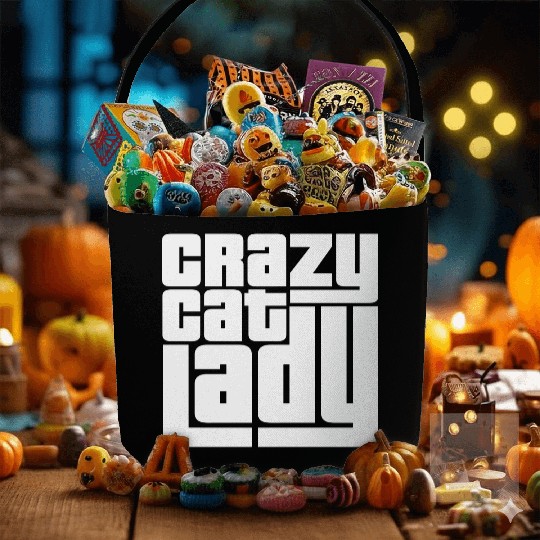 Crazy Cat Lady Text Love Saying Quote Weird Woman Fabric Baskets