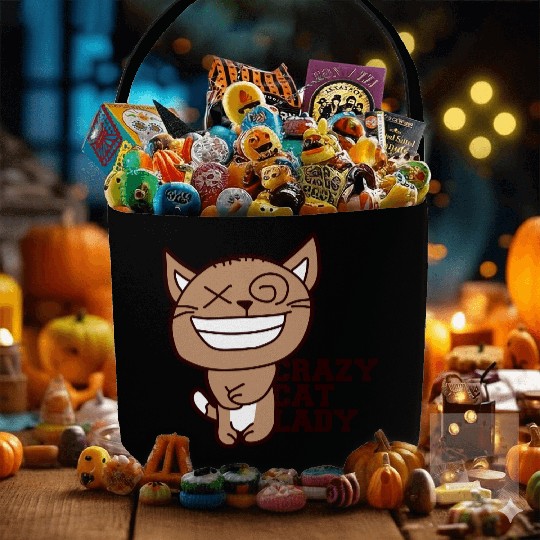 Crazy Cat Lady Text Love Saying Quote Weird Woman Fabric Baskets