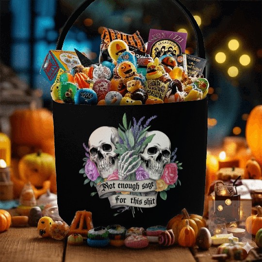 Bold Gothic Skulls & Sage Art | Dark Humor Fabric Baskets