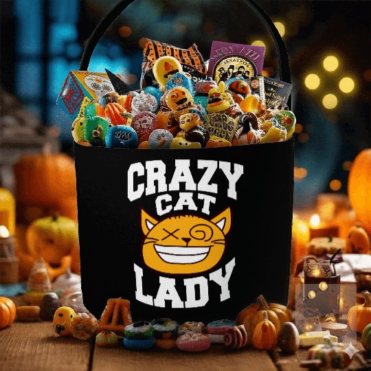 Crazy Cat Lady Text Love Saying Quote Weird Woman Fabric Baskets