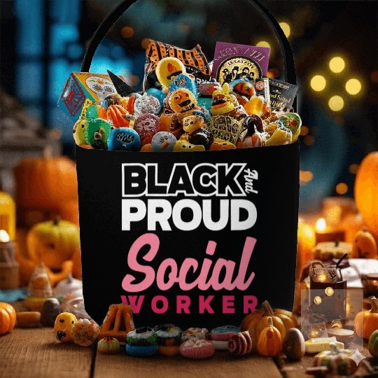Black And Proud Social Worker Fabric Baskets