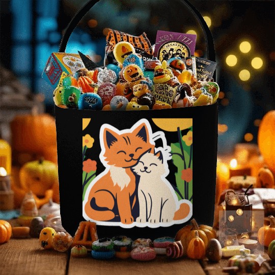 3d cat dou sweet and joyful Fabric Baskets