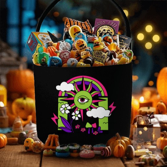 Pink ve Green Psychedelic I Need Space Fabric Baskets