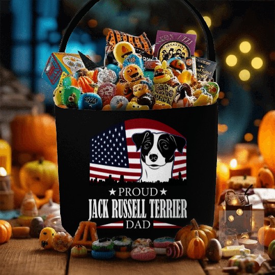 JACK RUSSELL TERRIER DAD AMERICAN FLAG- DOG Fabric Baskets