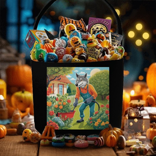 The Lone Wolf Tends His Garden Fabric Baskets