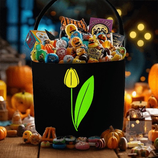 Yellow Tulip Beautiful Flower Pretty Spring Summer Fabric Baskets