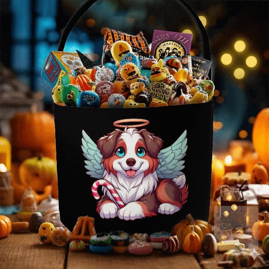 Cute Christmas Dog Australian Shepherd Fabric Baskets