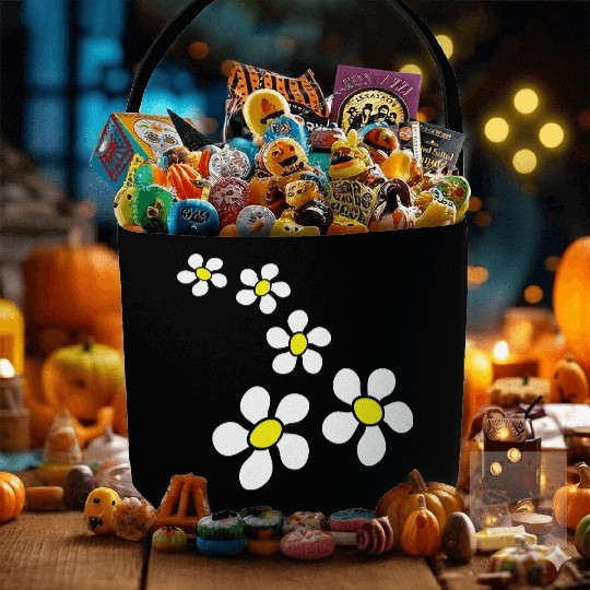 Many Pretty Daisy Flowers Decorative Flower Design Fabric Baskets