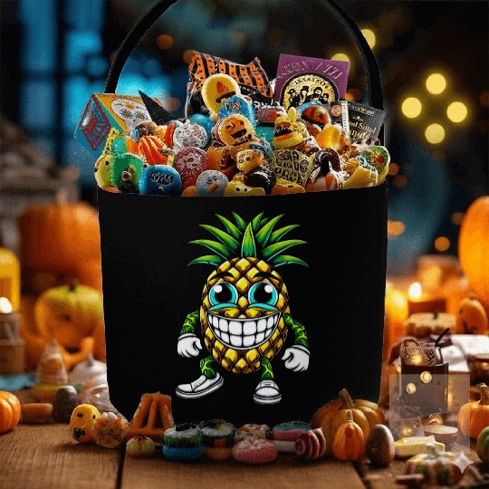Pineapple fruit fruity summer cool sweet cartoon Fabric Baskets