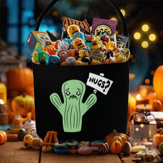 Funny Cactus Sad Face Hugs Sign Lonely Cry Comic Fabric Baskets