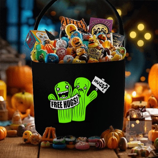 Free Hugs Signs Cactus Sad Face Two Cacti Friends Fabric Baskets