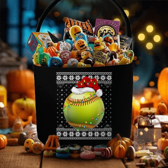 Softball Player Ugly Christmas Fabric Baskets