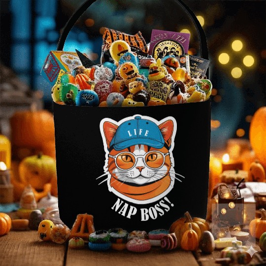 Cat Nap Boss with Cap and Sunglasses Fabric Baskets