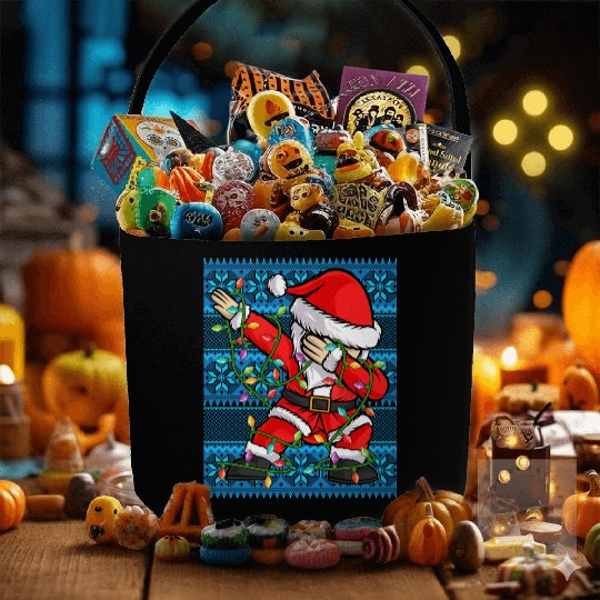 Dabbing Santa Christmas Lights Fabric Baskets