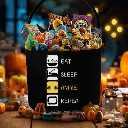 Eat Sleep Anime Repeat Japanese Culture Fabric Baskets