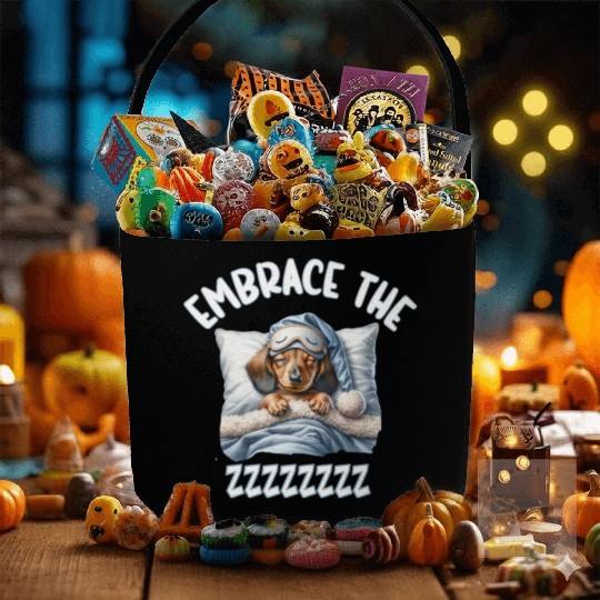 Embrace the ZZZZ cute sleeping Dachshund Fabric Baskets