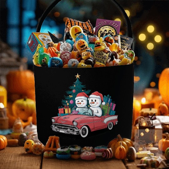 Merry Christmas , Christmas tree retro Fabric Baskets