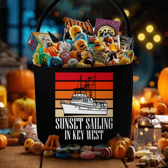 Florida SUNSET SAILING IN KEY-WEST Sunshine-State Fabric Baskets