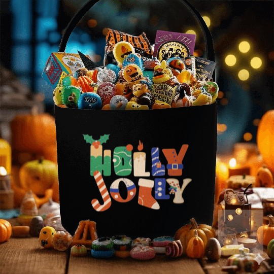 Playful Textured Holly Jolly Fabric Baskets