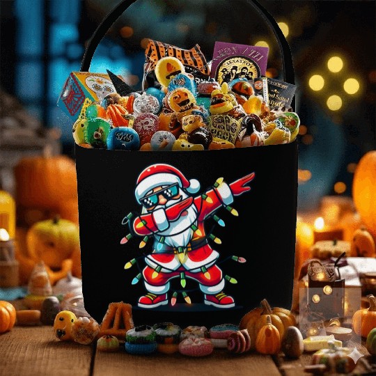 Dabbing Santa Christmas Fabric Baskets