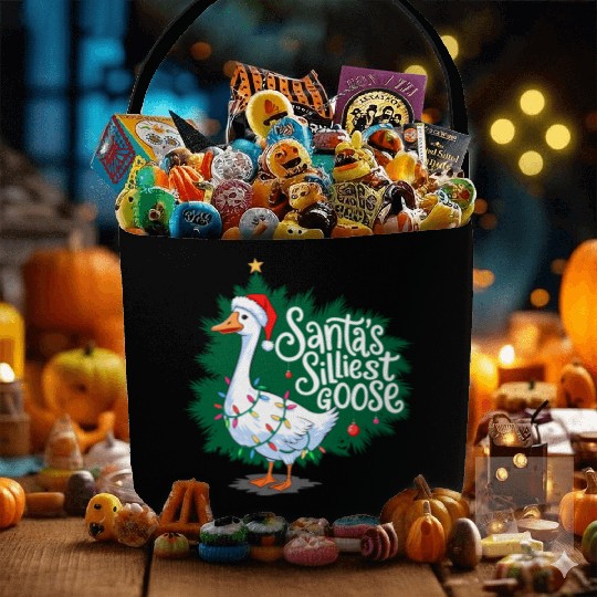 Santa s silliest goose Funny Christmas Family Fabric Baskets