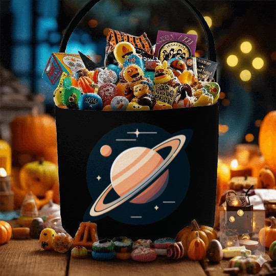 Saturn planet vector logo style art Fabric Baskets