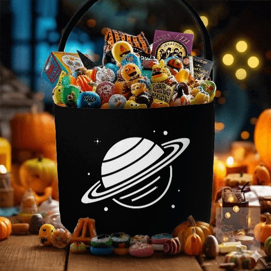 Minimalistic Saturn Planet Space Vector path34 Fabric Baskets