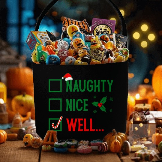 Naughty or Nice Funny Christmas Fabric Baskets