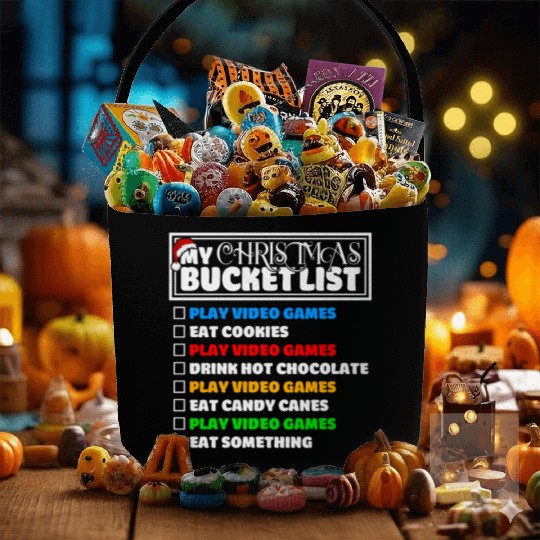 Christmas Bucket List Video Games Xmas Gamer Fabric Baskets