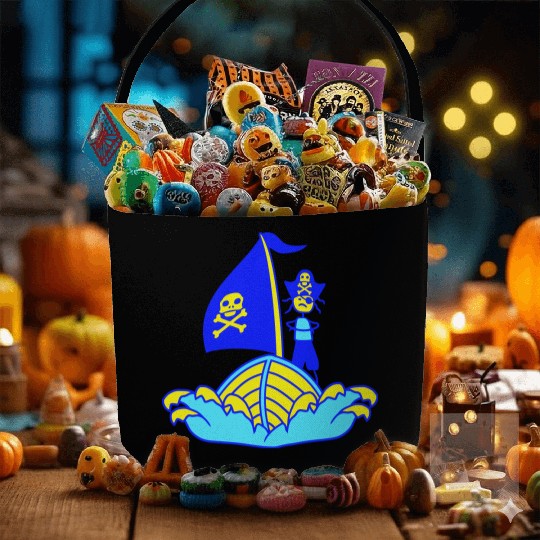 Pirate Ship Child Captain Bad Buccaneer Boy Waves Fabric Baskets