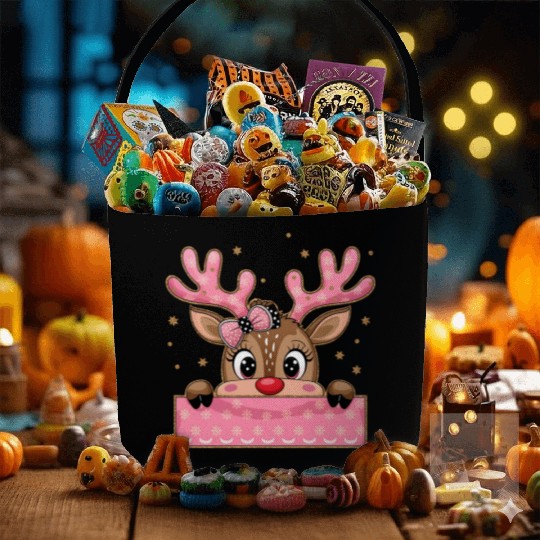 Glitter Coquette Pink Christmas Fabric Baskets