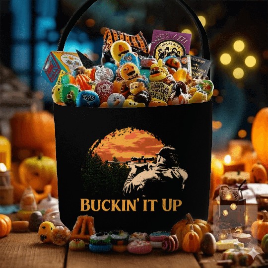 Buckin it Up Deer Hunting Elk Hunter Forest Funny Fabric Baskets