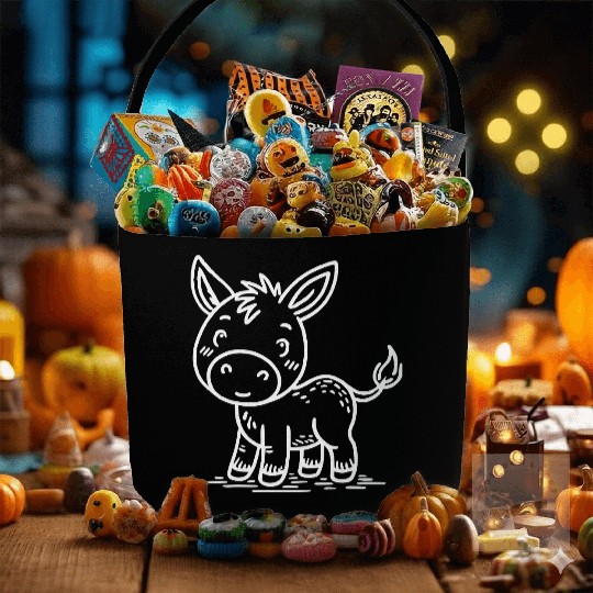 Minimalistic Vector Donkey Vegan Art path4 Fabric Baskets