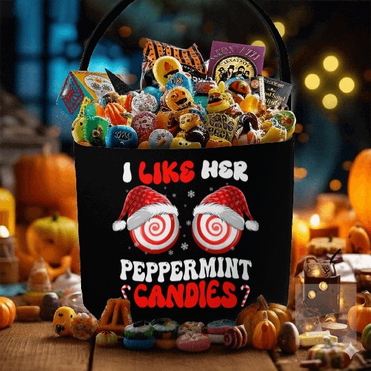 I Like Her Peppermint Candies Couples Christmas Fabric Baskets