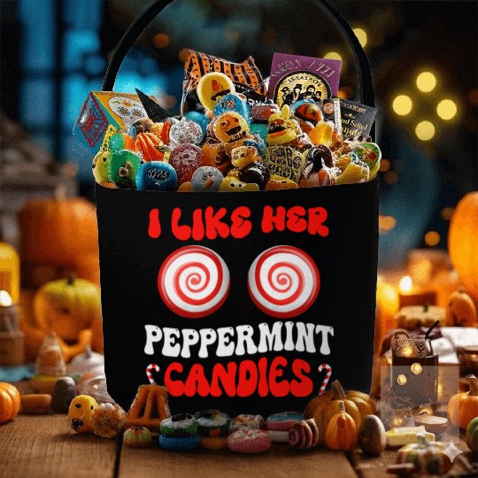 I Like Her Peppermint Candies Couples Christmas Fabric Baskets