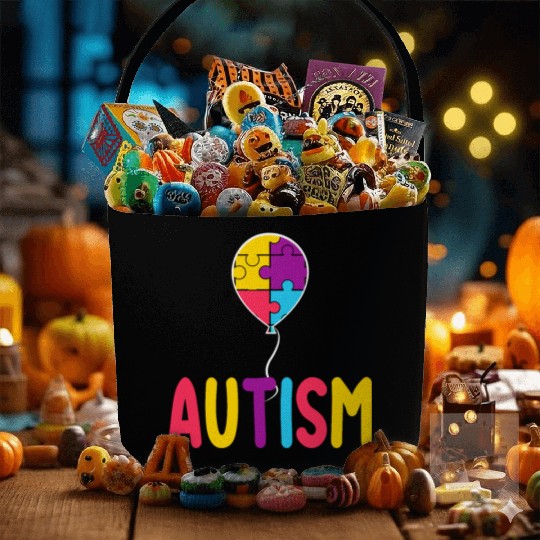 Autism Awareness Balloon - Spread Love and Support Fabric Baskets