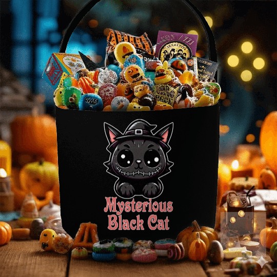 Black Cat Charm and Mystique Fabric Baskets