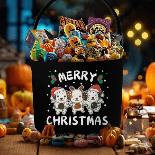 Merry Christmas Cute Dalmatian Festive Lights Fabric Baskets