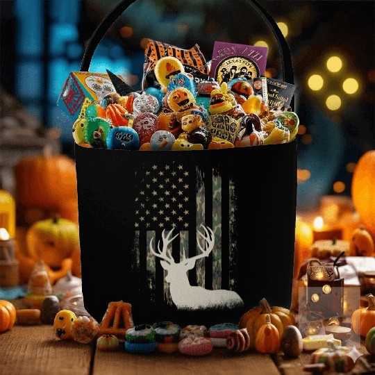 Whitetail Buck Deer Hunting American Camouflage Fabric Baskets