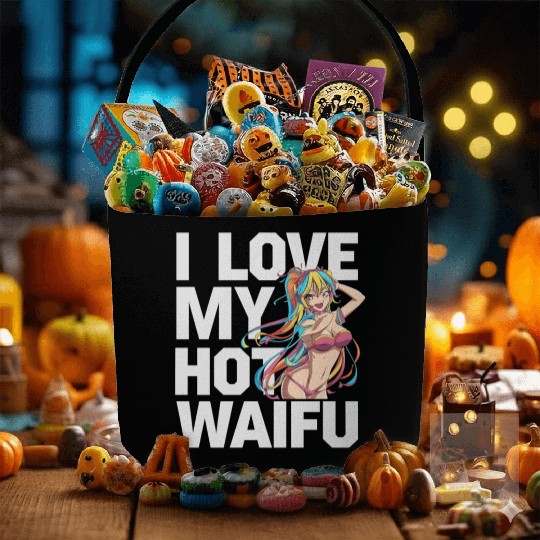 I Love My Hot Waifu - Fun and Bold Anime Art Fabric Baskets