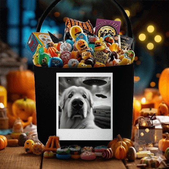 Great Pyrenees Funny Graphic Selfie with UFOs Weir Fabric Baskets