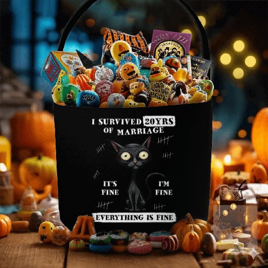 I Survived 20 Years Of Marriage Funny Emerald Wedd Fabric Baskets