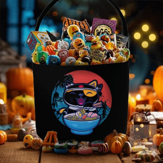 Japanese cat ramen Fabric Baskets