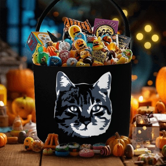 Cat Lover Realistic Pet Face Cute Cool Kitten Head Fabric Baskets