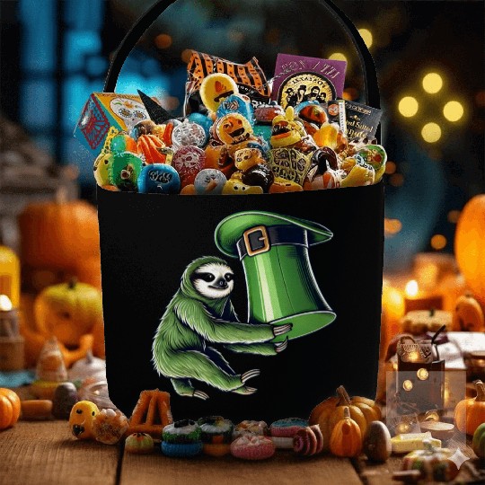 St. Patrick's Day Sloth Top Hat Green Fabric Baskets