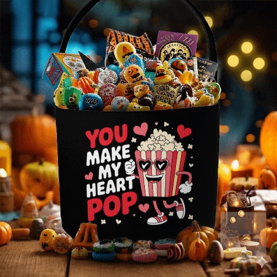 Fun You Make My Heart Pop Popcorn Fabric Baskets