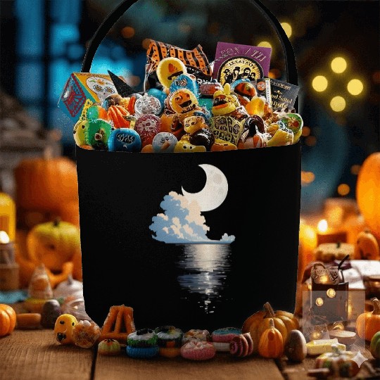 Full Moon Over sea Fabric Baskets