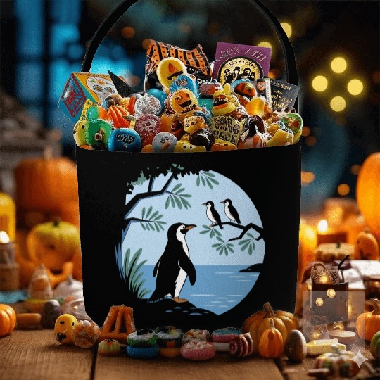 Birdwatching Penguins Nature Scene Fabric Baskets