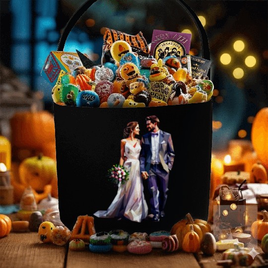 Elegant Bride and Groom Wedding Design Fabric Baskets